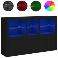 Sideboard mit LED-Leuchten Schwarz 162x37x100 cm