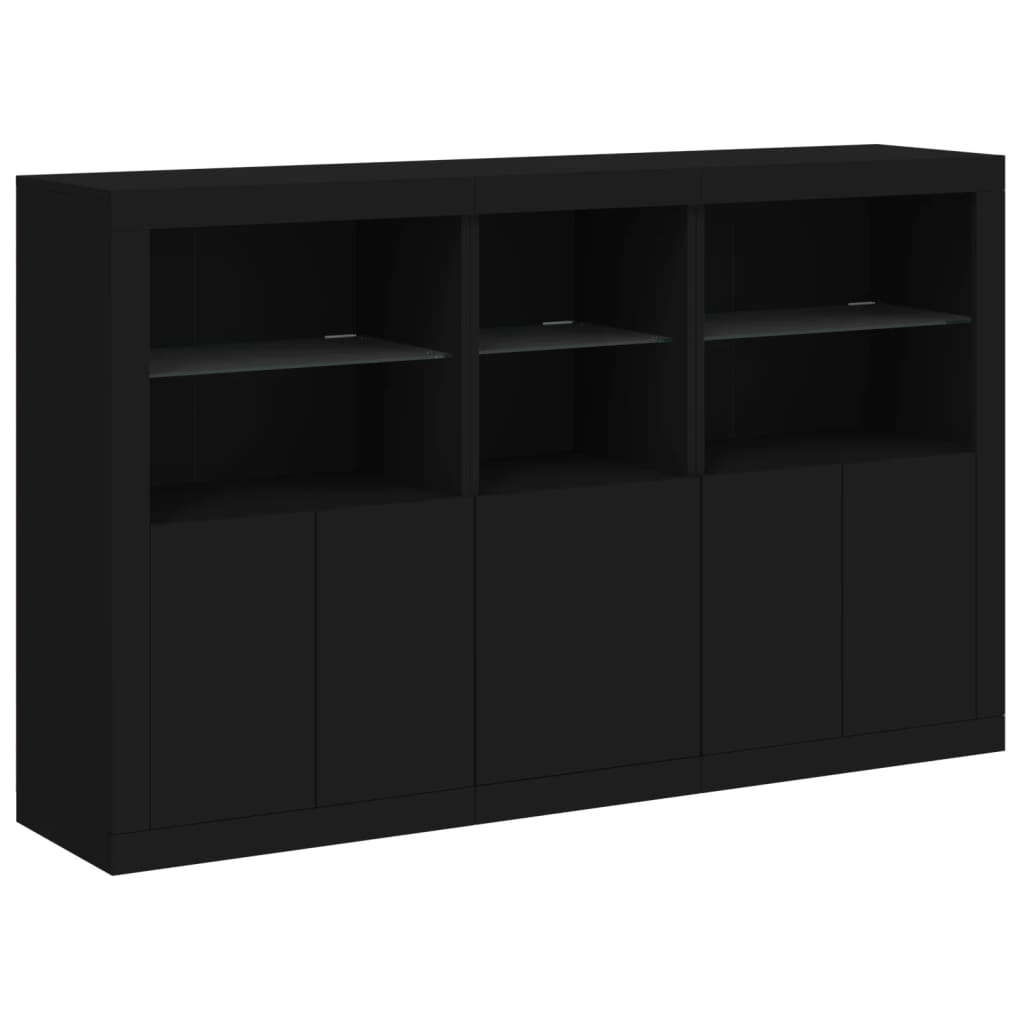 Sideboard mit LED-Leuchten Schwarz 162x37x100 cm