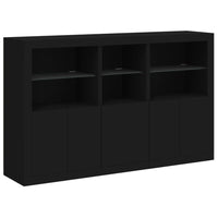 Sideboard mit LED-Leuchten Schwarz 162x37x100 cm