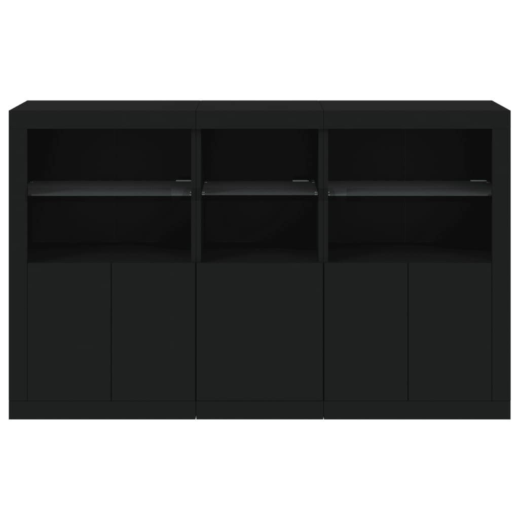 Sideboard mit LED-Leuchten Schwarz 162x37x100 cm