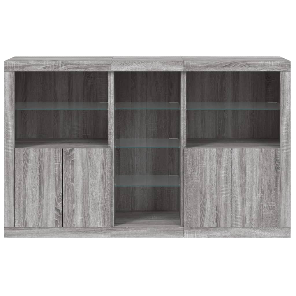 Sideboard mit LED-Leuchten Grau Sonoma 162x37x100 cm