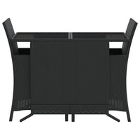 3-tlg. Bistro-Set mit Kissen Schwarz Poly Rattan