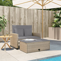 Gartensofa mit Kissen 2-Sitzer Beige Poly Rattan