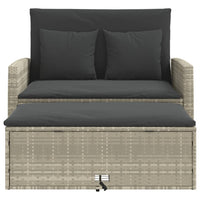 Gartensofa mit Kissen 2-Sitzer Hellgrau Poly Rattan