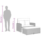 Gartensofa mit Kissen 2-Sitzer Grau Poly Rattan & Akazienholz