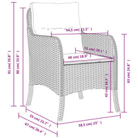 Gartenstühle mit Kissen 2 Stk. Schwarz Poly Rattan