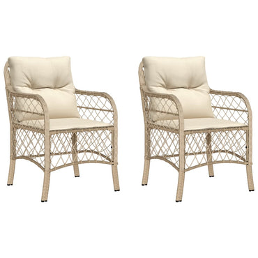 Gartenstühle mit Kissen 2 Stk. Beige Poly Rattan