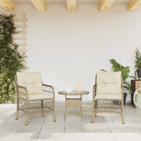 Gartenstühle mit Kissen 2 Stk. Beige Poly Rattan