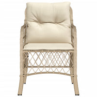 Gartenstühle mit Kissen 2 Stk. Beige Poly Rattan