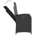 Gartensessel Verstellbar mit Kissen Schwarz Poly Rattan