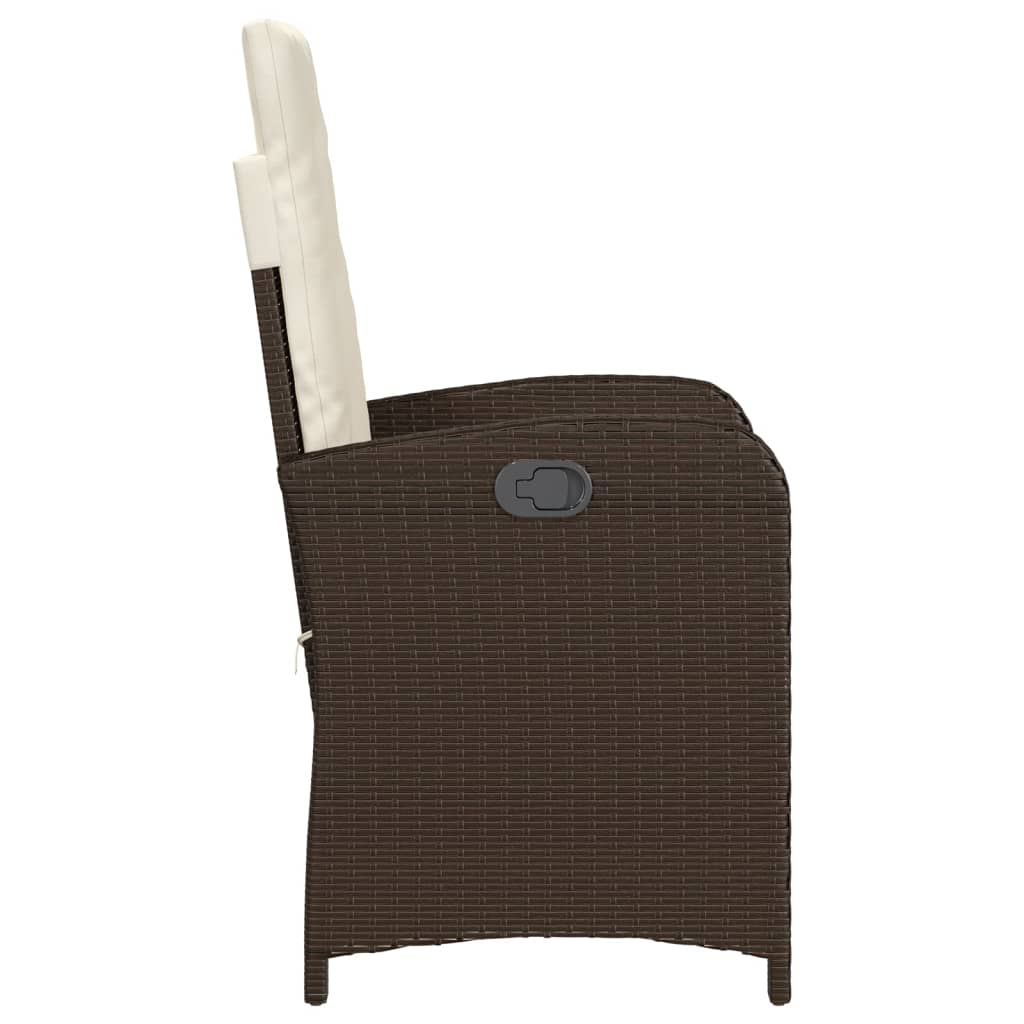 Gartensessel Verstellbar mit Kissen Braun Poly Rattan