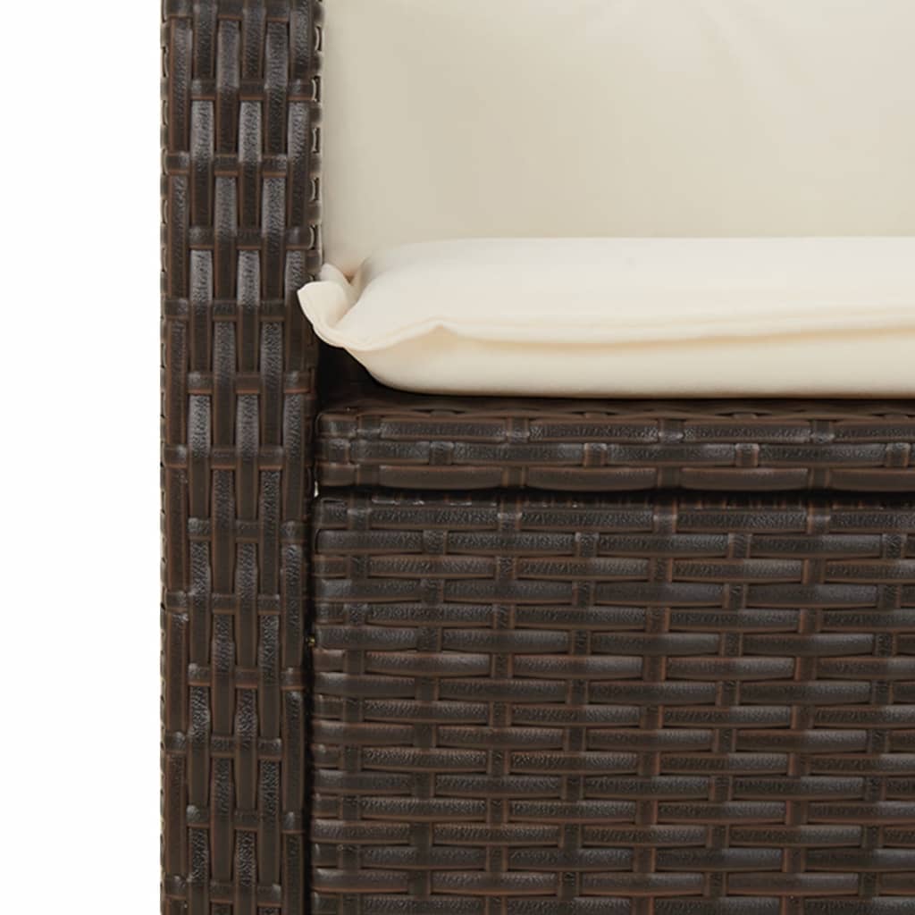 Gartensessel Verstellbar mit Kissen Braun Poly Rattan