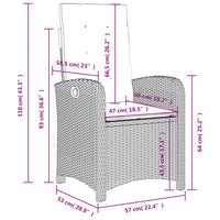 Gartensessel Verstellbar mit Kissen Braun Poly Rattan