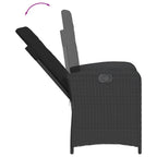 Gartensessel mit Kissen 2 Stk. Verstellbar Schwarz Poly Rattan