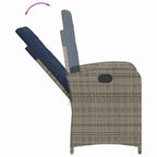Gartensessel mit Kissen 2 Stk. Verstellbar Grau Poly Rattan