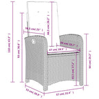 Gartensessel mit Kissen 2 Stk. Verstellbar Grau Poly Rattan