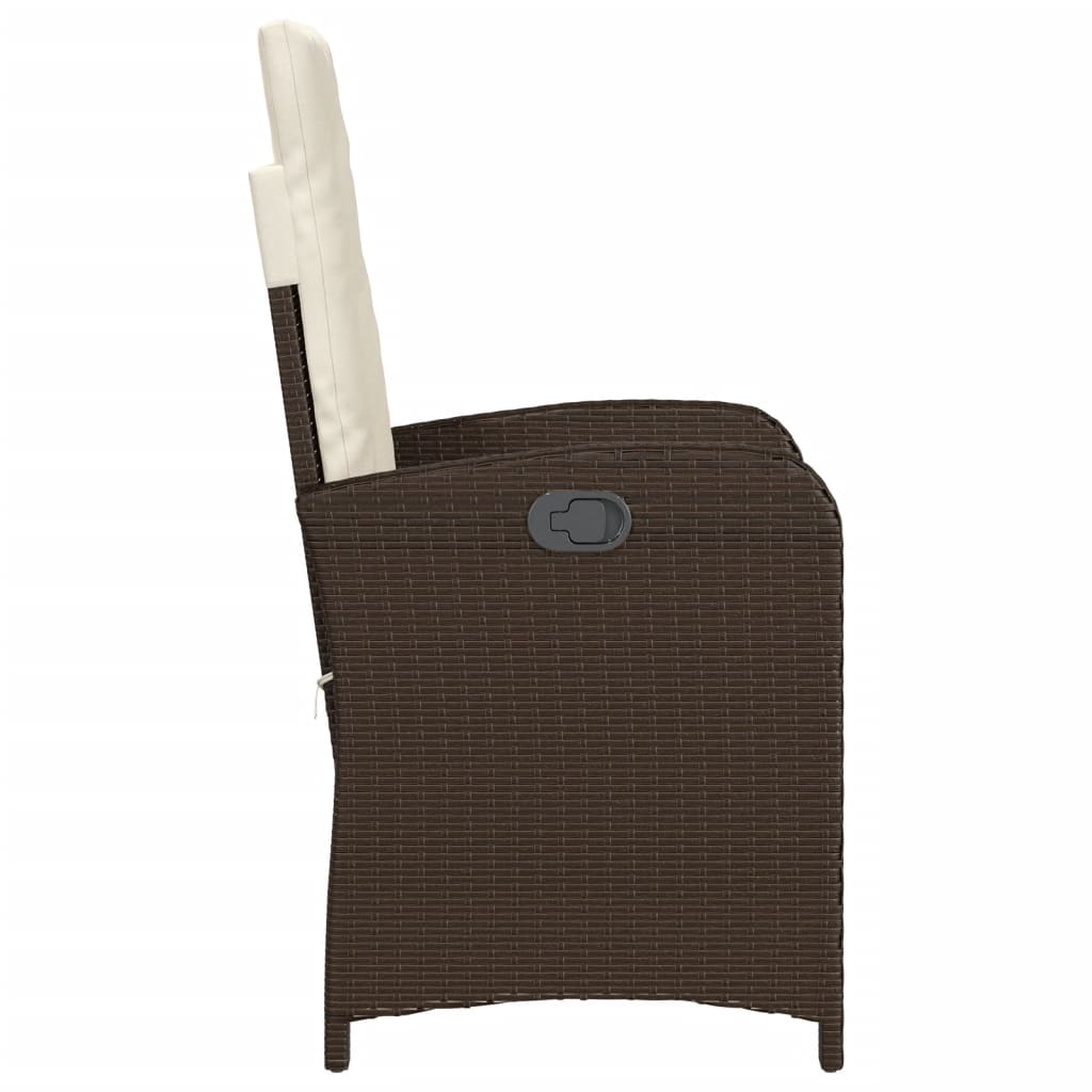 3-tlg. Bistro-Set mit Kissen Braun Poly Rattan