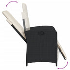 Gartensessel mit Fußteil Verstellbar Schwarz Poly Rattan
