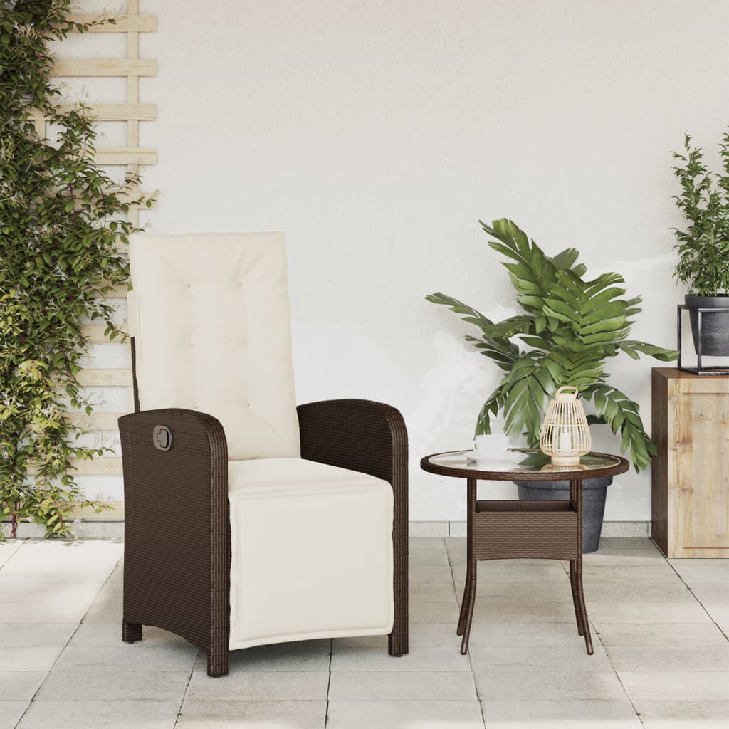 Gartensessel mit Fußteil Verstellbar Braun Poly Rattan