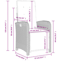 Gartensessel mit Fußteil Verstellbar Braun Poly Rattan