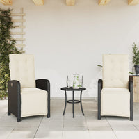 Gartensessel mit Fußteil 2 Stk. Verstellbar Schwarz Poly Rattan