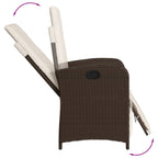 Gartensessel mit Fußteil 2 Stk. Verstellbar Braun Poly Rattan
