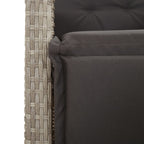 Gartensessel mit Fußteil 2Stk. Verstellbar Hellgrau Poly Rattan