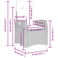 Gartensessel Verstellbar mit Kissen Braun Poly Rattan