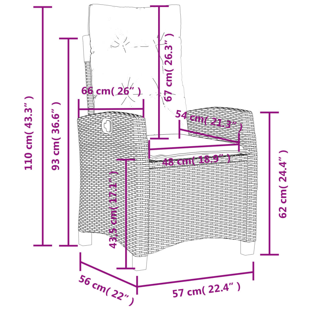 Gartensessel mit Kissen Verstellbar Beigemischung Poly Rattan