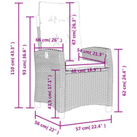 Gartensessel mit Kissen 2 Stk. Verstellbar Braun Poly Rattan