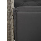 Gartensessel mit Fußteil Verstellbar Grau Poly Rattan
