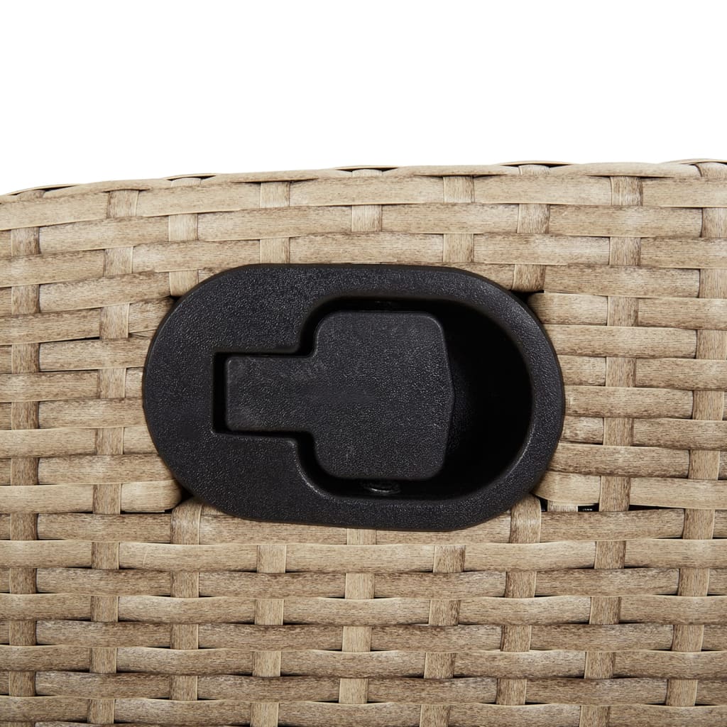 Gartensessel mit Fußteil Verstellbar Beige Poly Rattan