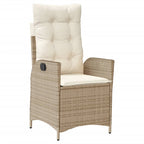 Gartensessel mit Kissen Verstellbar Beige Poly Rattan