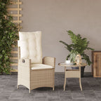 Gartensessel mit Kissen Verstellbar Beige Poly Rattan