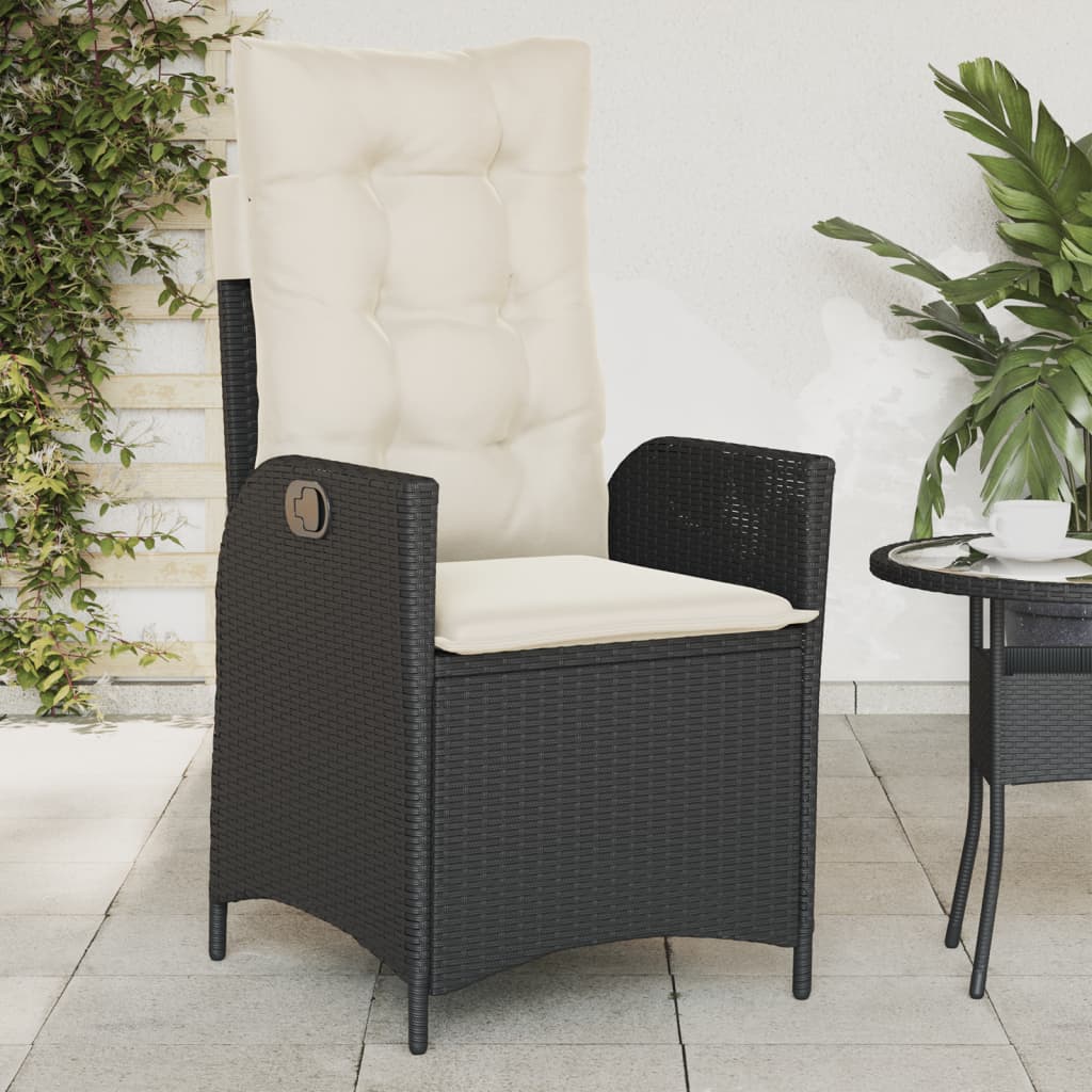 Gartensessel mit Kissen 2 Stk. Verstellbar Schwarz Poly Rattan