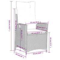 Gartensessel mit Kissen 2 Stk. Verstellbar Schwarz Poly Rattan