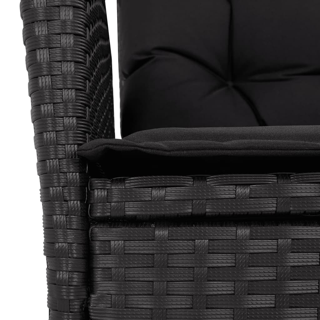 Gartensessel mit Kissen 2 Stk. Verstellbar Schwarz Poly Rattan