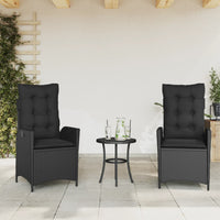 Gartensessel mit Kissen 2 Stk. Verstellbar Schwarz Poly Rattan