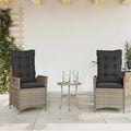 Gartensessel mit Kissen 2 Stk. Verstellbar Grau Poly Rattan