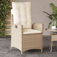 Gartensessel mit Kissen 2 Stk. Verstellbar Beige Poly Rattan