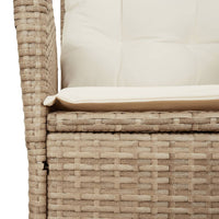 Gartensessel mit Kissen 2 Stk. Verstellbar Beige Poly Rattan