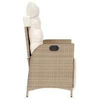 Gartensessel mit Fußteil Verstellbar Beige Poly Rattan