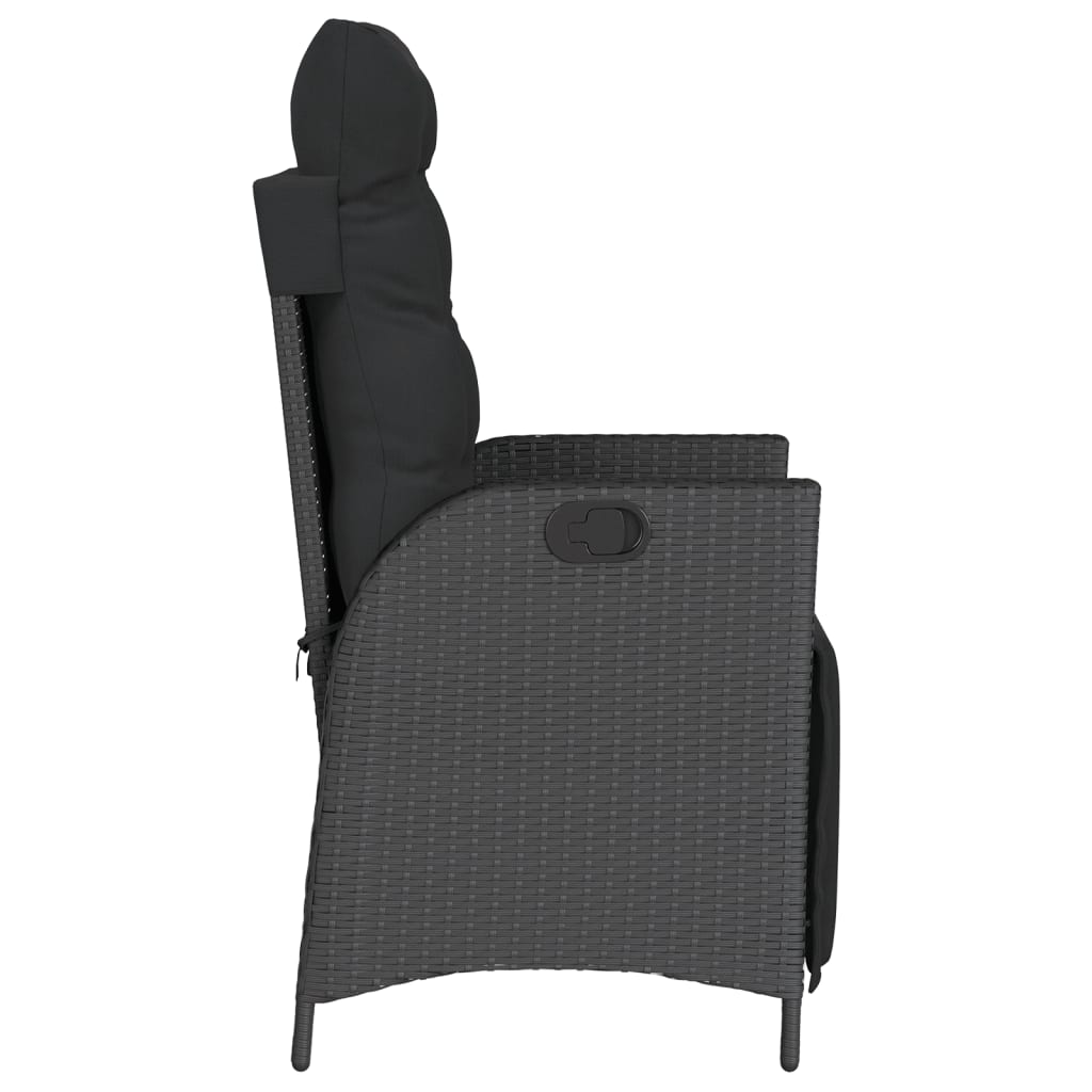 Gartensessel mit Fußteil 2 Stk. Verstellbar Schwarz Poly Rattan