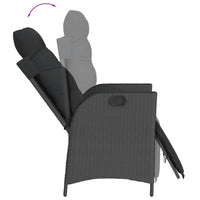 Gartensessel mit Fußteil 2 Stk. Verstellbar Schwarz Poly Rattan