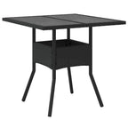 Gartentisch mit Glasplatte Schwarz 80x80x75 cm Poly Rattan