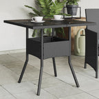 Gartentisch mit Glasplatte Schwarz 80x80x75 cm Poly Rattan