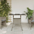 Gartentisch mit Glasplatte Grau 80x80x75 cm Poly Rattan