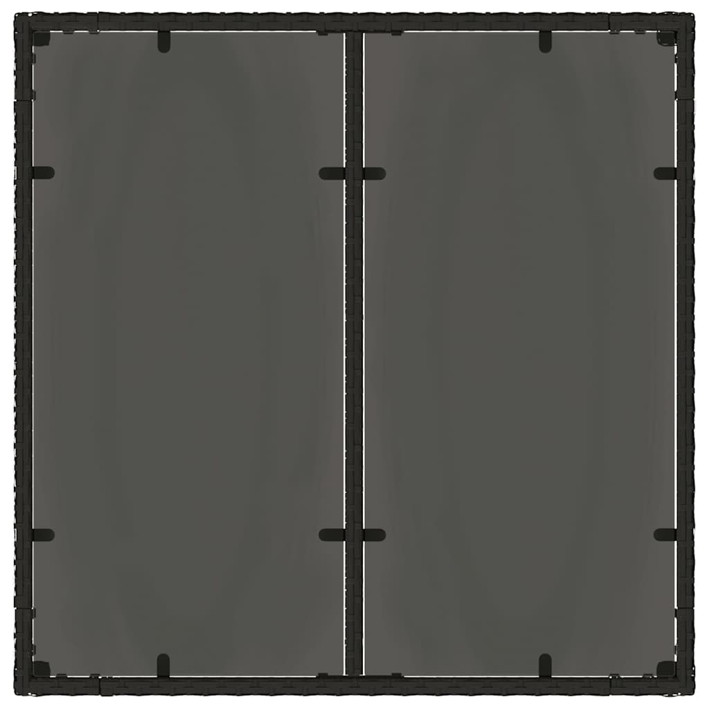 Gartentisch mit Glasplatte Schwarz 90x90x75 cm Poly Rattan