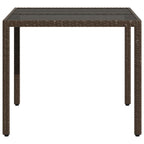 Gartentisch mit Glasplatte Braun 90x90x75 cm Poly Rattan