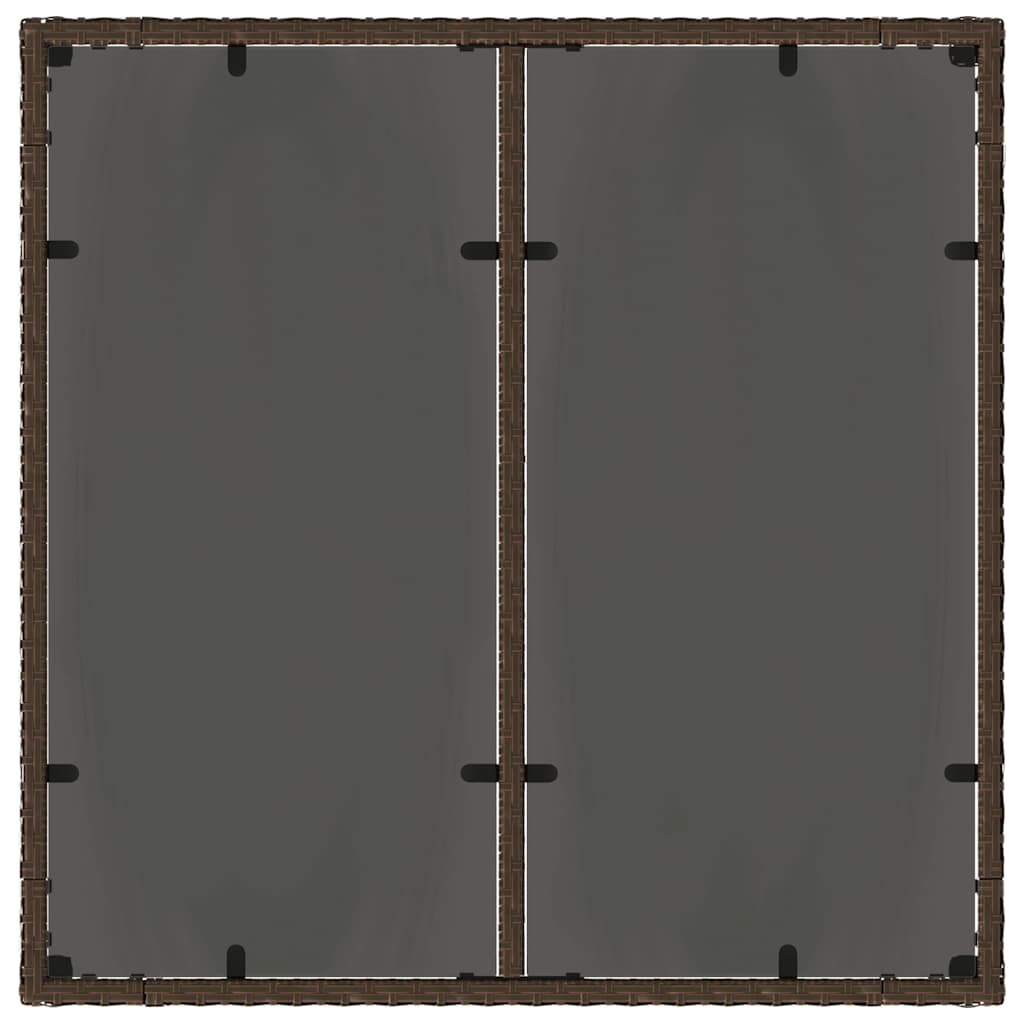 Gartentisch mit Glasplatte Braun 90x90x75 cm Poly Rattan